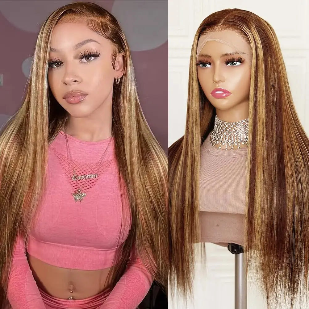 Honey Blonde Ombre Lace Front Echthaarperücke - Glatt & Strahlend