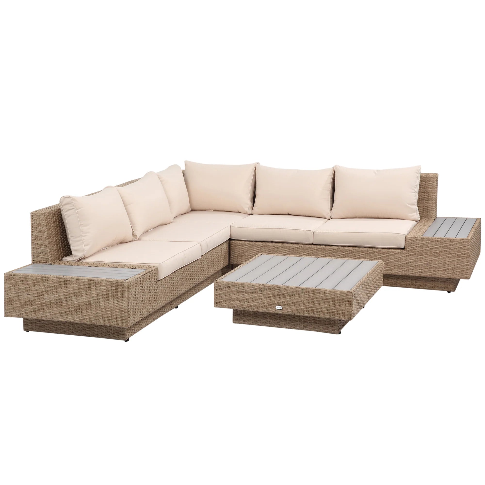 Outsunny Gartenmöbelset 4-teilig wetterfest mit Ablage Polyrattan