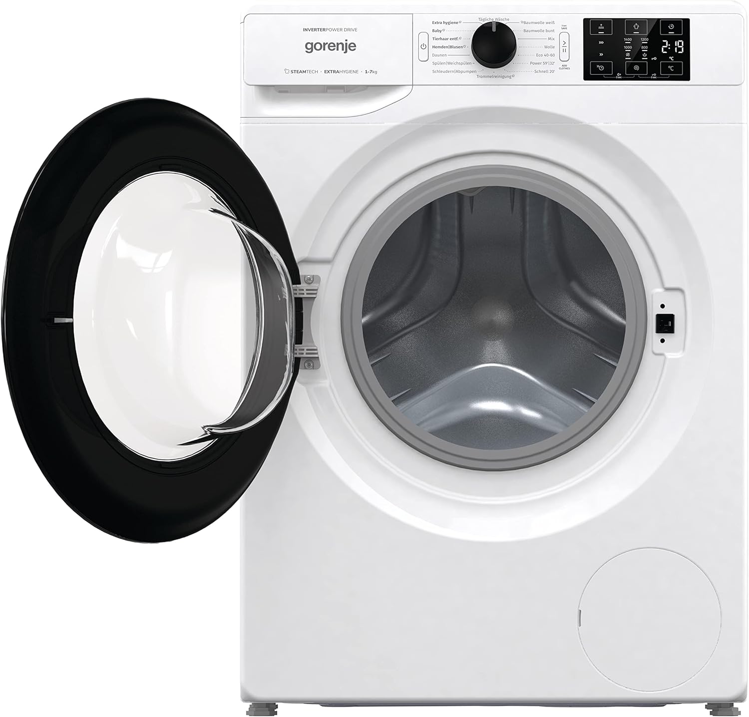 Gorenje WAM 74 SAP Lavatrice con funzione vapore / 7 kg / 1400 giri/min / 16 programmi / AquaStop / Motore Inverter PowerDrive / Cestello in acciaio inossidabile / Sicurezza bambini / EEK A / bianca