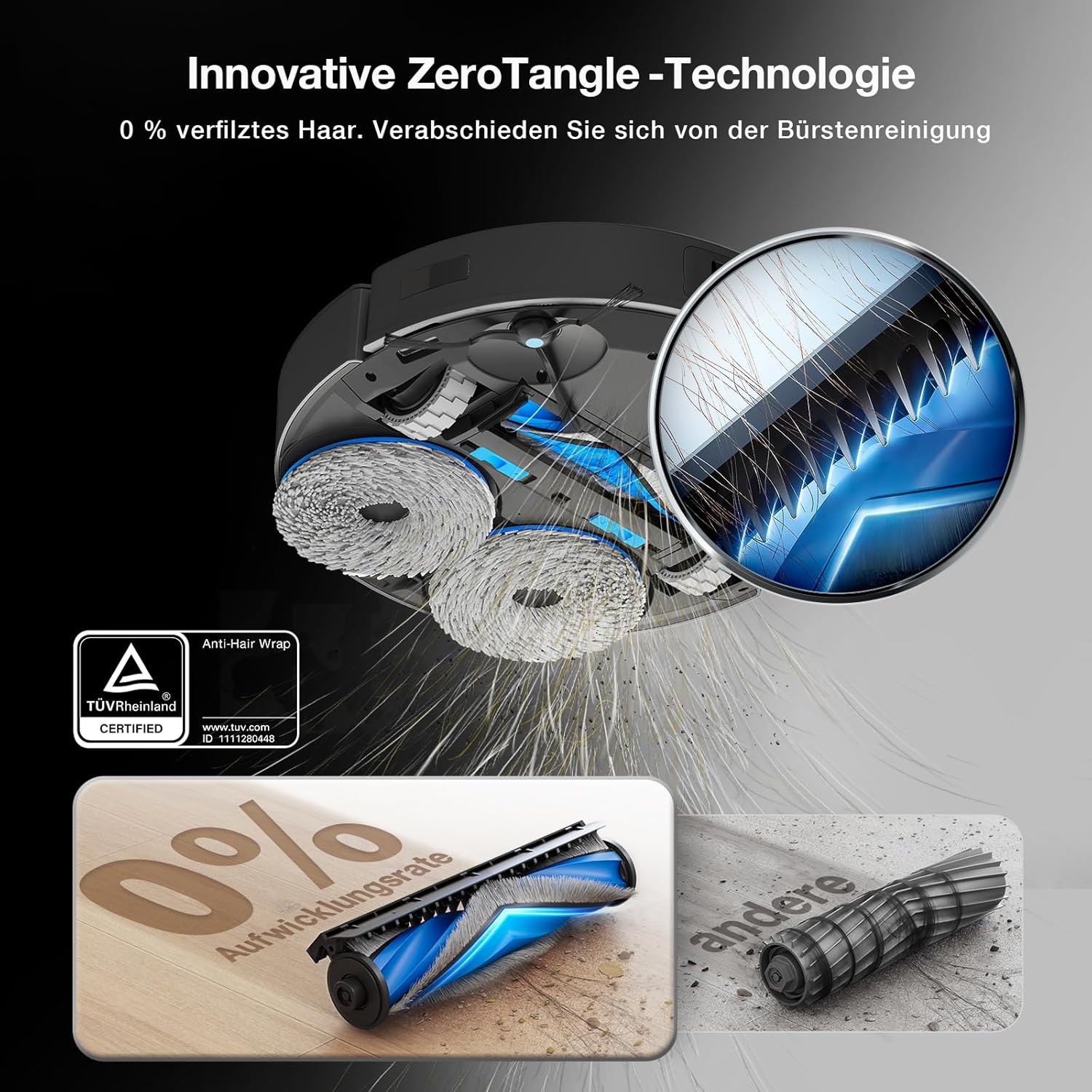 ECOVACS DEEBOT T30S Combo Robot aspirapolvere con funzione di lavaggio e aspirapolvere portatile a batteria, stazione di pulizia tutto in uno, 11000Pa, tecnologia ZeroTangle, pulizia dei bordi TruEdge, lavaggio del mop con acqua calda