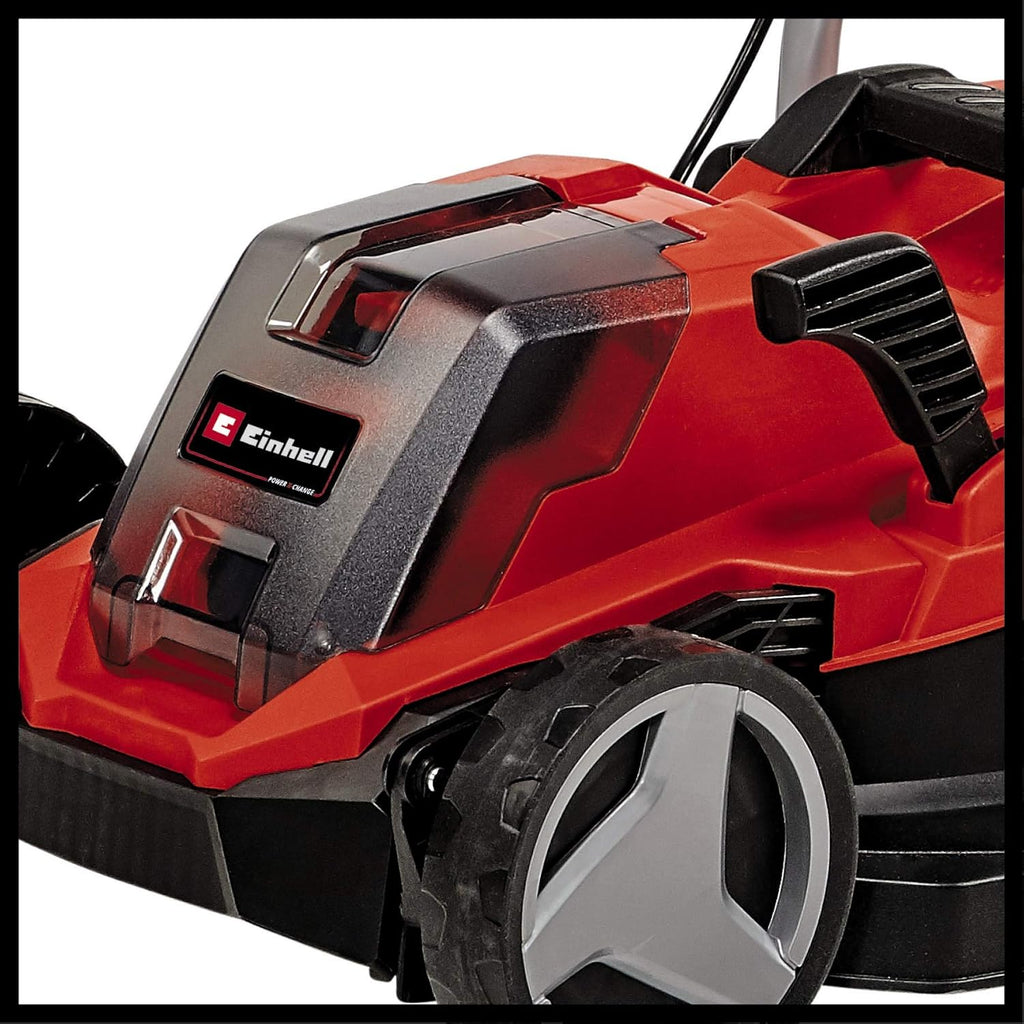 Einhell Akku-Rasenmher GE-CM 18/33 Li Kit Power X-Change (18 V, 33 cm Schnittbreite, bis 200 m, Brushless, 30L Fangkorb, 25-65 mm Schnitthhe, inkl. 4,0 Ah Akku + Ladegert)
