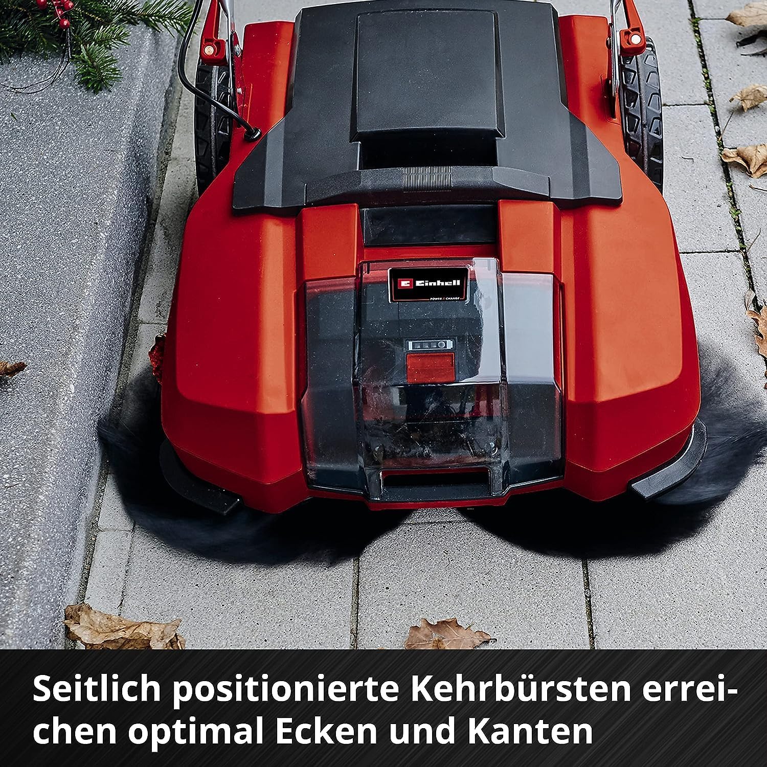 Einhell Spazzatrice a batteria TE-SW 18/610 Li-Solo Power X-Change (18 V, Li-Ion, serbatoio sporco 20 L, larghezza di lavoro 61 cm, posizione di parcheggio, manico regolabile, labbro rimovibile, interruttore on-off), Rosso