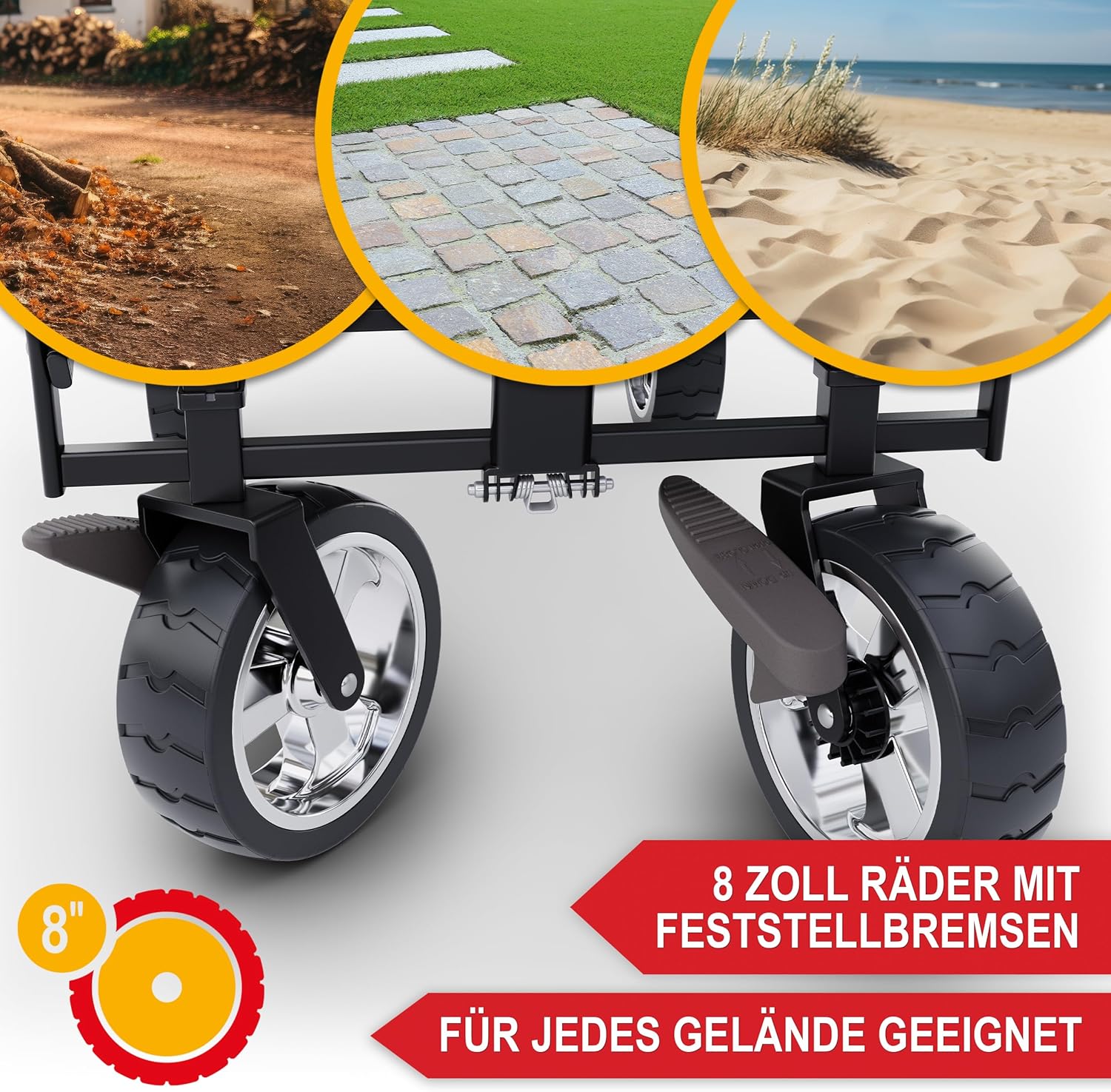 ONBEST Carretto Pieghevole - Con Parapioggia - Carrello Pieghevole con Tetto 100 kg di Carico - Tetto Parasole - Borsa Termica - Portabicchieri - Outdoor - Carrello da Spiaggia Pieghevole (Nero)