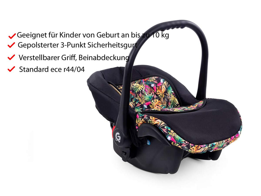 GaGaDumi Urbano Passeggino Combi 3 in 1 con Seggiolino Auto, Set Completo con Navicella, Passeggino, Borsa Fasciatoio, Parapioggia, Zanzariera, Pneumatici in Gomma Piena, Grigio/Motivo Gufo