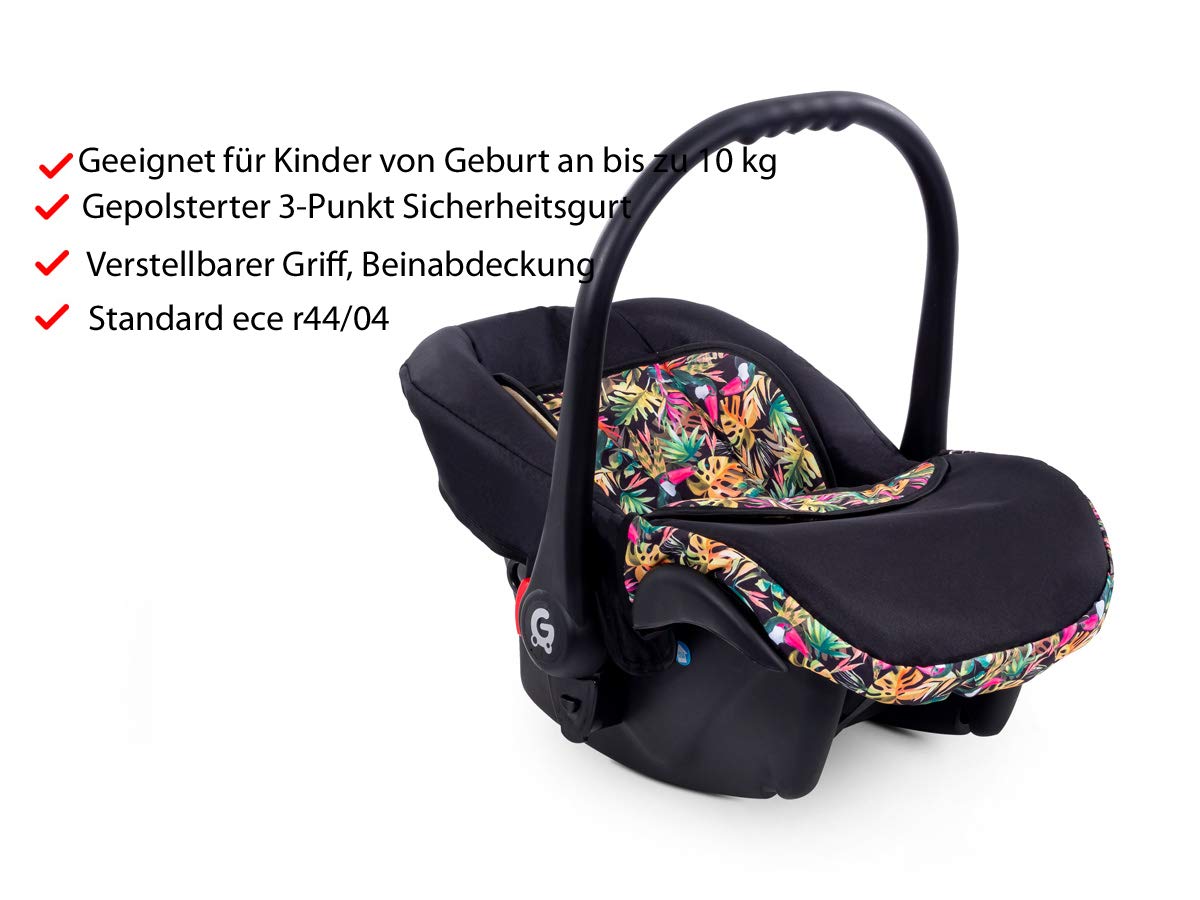 GaGaDumi Urbano Passeggino Combi 3 in 1 con Seggiolino Auto, Set Completo con Navicella, Passeggino, Borsa Fasciatoio, Parapioggia, Zanzariera, Pneumatici in Gomma Piena, Grigio/Motivo Gufo
