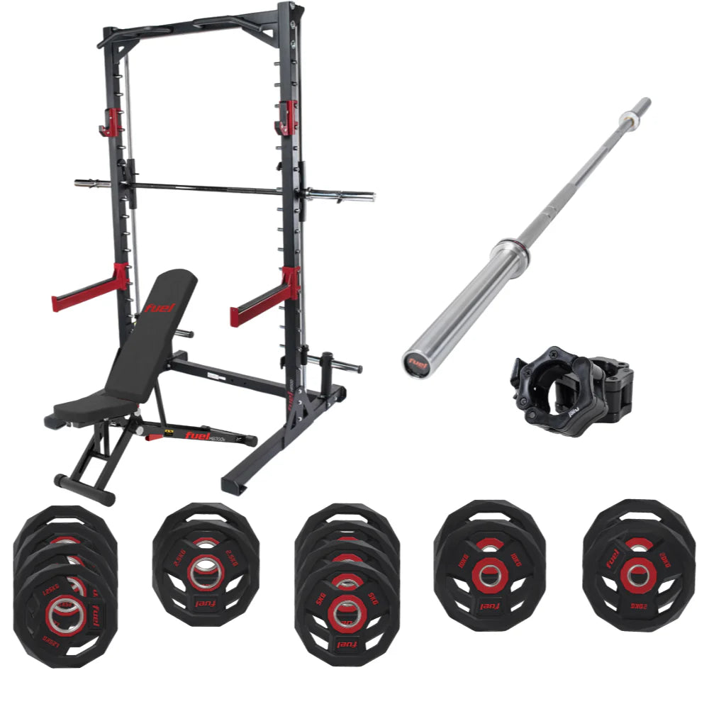FUEL Fitness HR500 Power Set: Halfcage + Hantelbank + Hantelstange + Hantelscheiben
