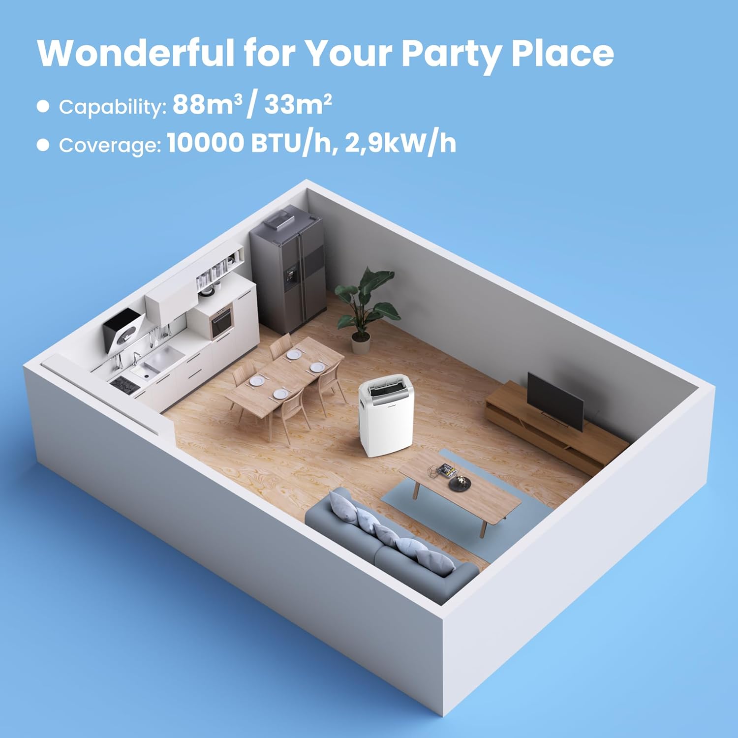 Comfee Condizionatore Portatile Easy Cool 2.0, 7000 BTU 2,0kW, Raffreddamento&Ventilazione&Deumidificazione, Adatto per Ambienti fino a 68m³(25㎡), Controllo tramite APP/Alexa/Google Home/IFTTT, Climatizzatore Portatile con Tubo di Scarico