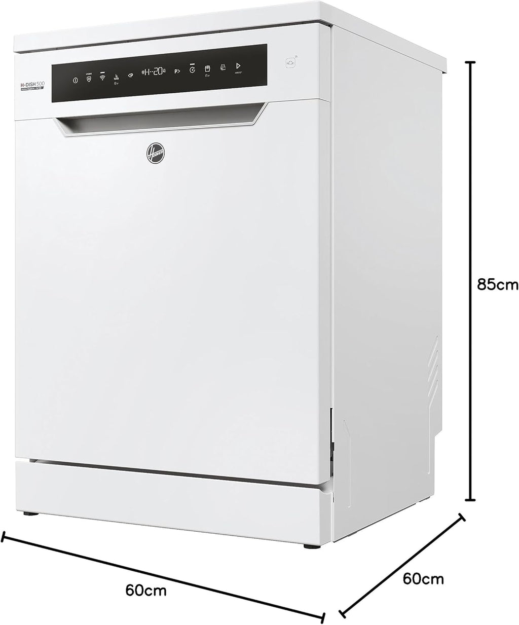 Lavastoviglie Hoover HF 4C6F0PW; 14 coperti; Libera installazione, 60 cm di larghezza; Classe di efficienza energetica C; Controllo intelligente con tecnologia WiFi + Bluetooth