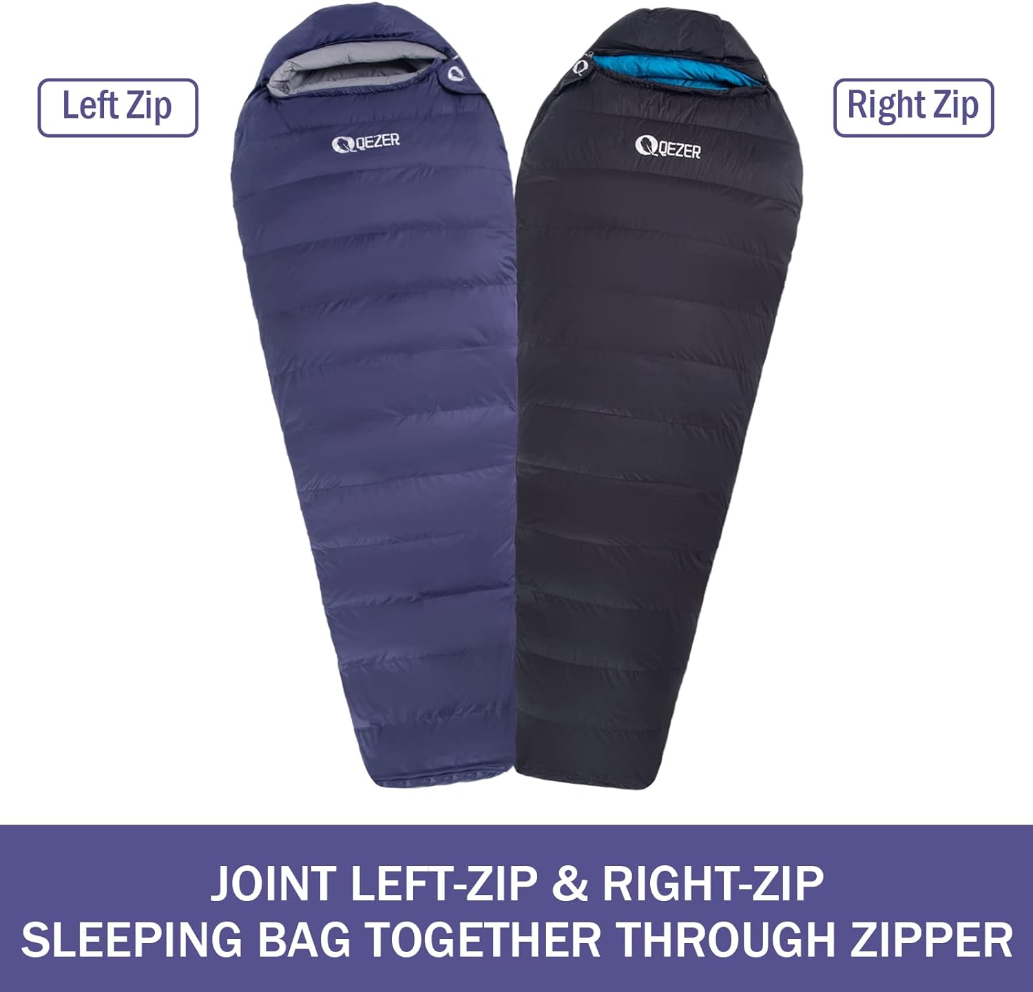 QEZER Daunenschlafsack Warmer Winter Schlafsack Outdoor -8°C bis -23°C 4 Jahreszeiten Mumienschlafsack für Erwachsener und Jugendliche Camping Outdoor und Indoor