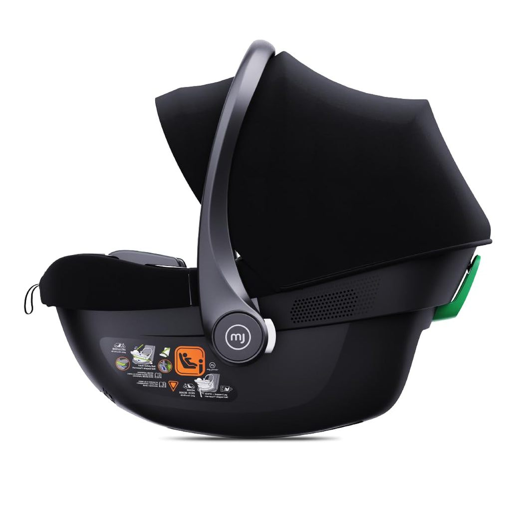 my junior® BEAM i-Size Babyschale, Gruppe 0+ bis 24 Monate, 45-87 cm, max. 13 kg, 6-stufige Kopfstütze, Neugeborenen-Einlage, 5-Punkt-Gurt (Black)