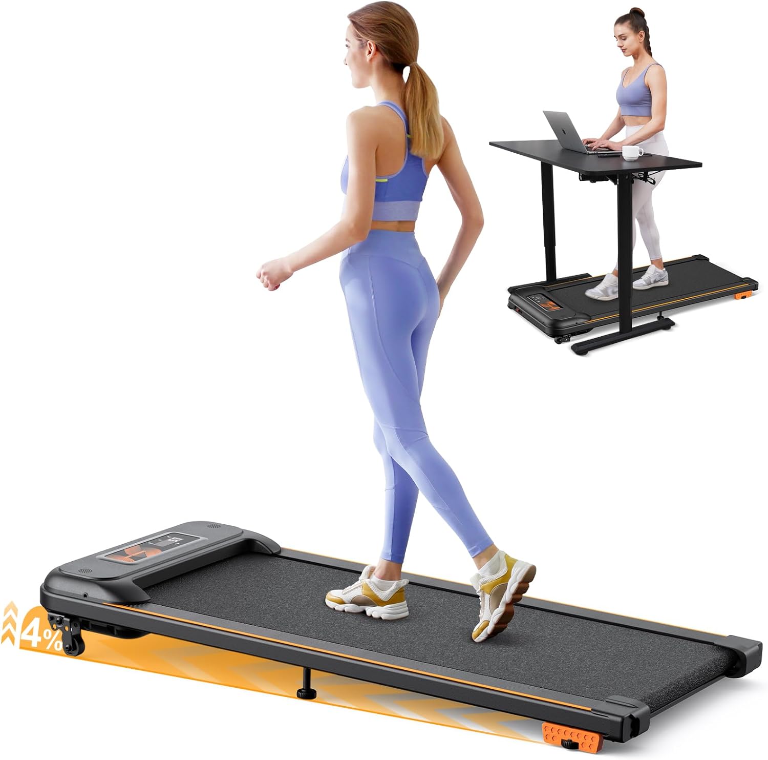 Tapis roulant elettrico WalkingPad, per casa, con motore silenzioso da 2,5 HP, tapis roulant sottile con inclinazione, 1-6 km/h, display LCD, altoparlante Bluetooth, telecomando e controllo tramite app, per casa e ufficio