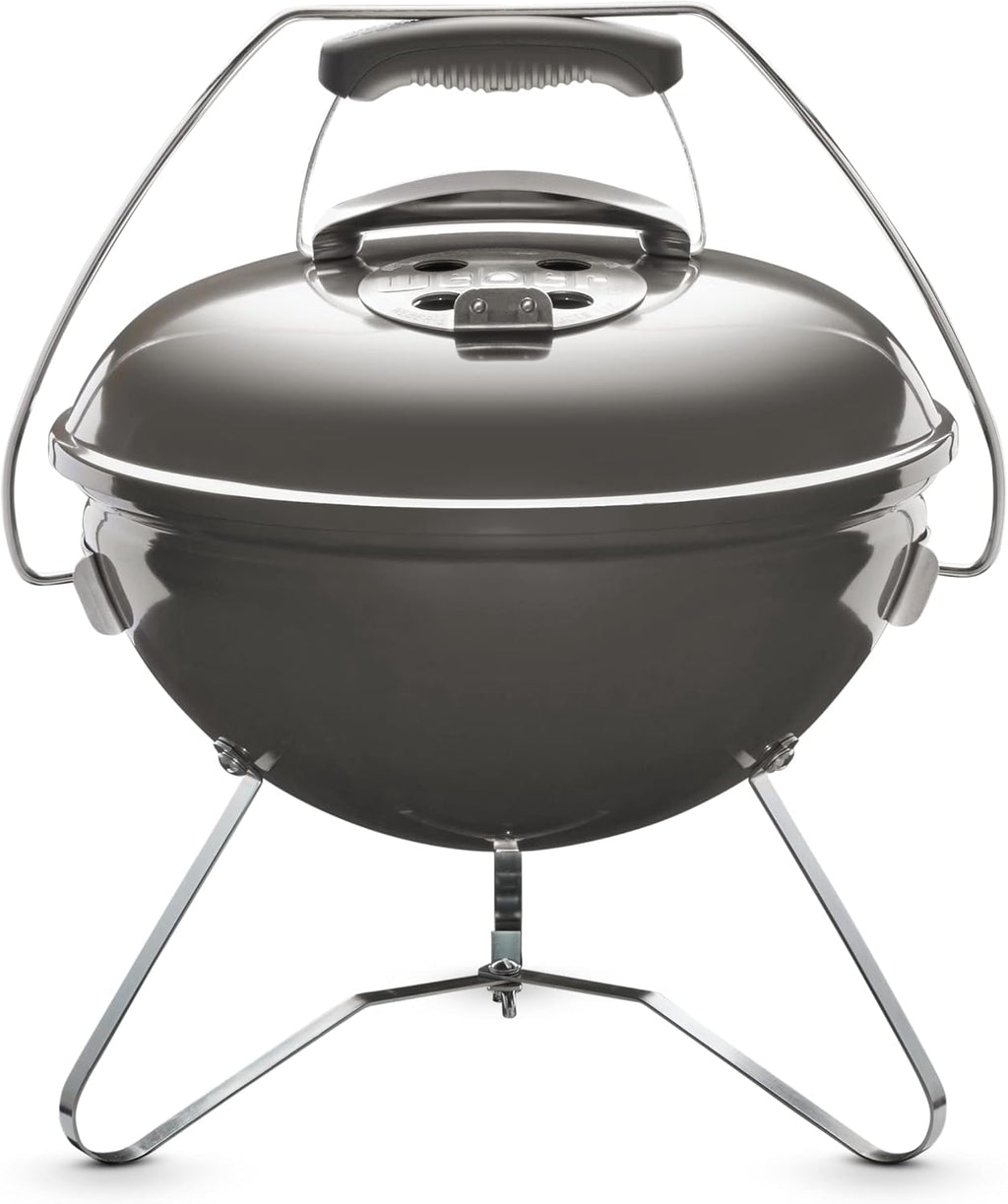 Weber Smokey Joe Premium Holzkohlegrill, Ø 37cm Grillfläche, portabeler BBQ Grill mit praktischem Tragebügel, porzellanemaillierten Deckel & Kessel - Smoke Gray (1126704)