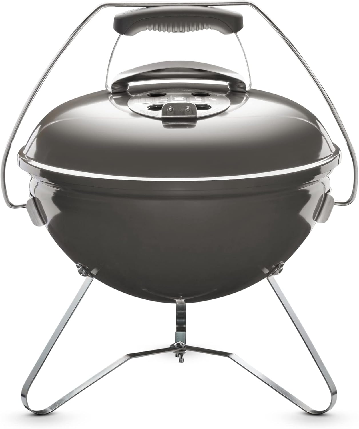Weber Smokey Joe Premium Holzkohlegrill, Ø 37cm Grillfläche, portabeler BBQ Grill mit praktischem Tragebügel, porzellanemaillierten Deckel & Kessel - Smoke Gray (1126704)