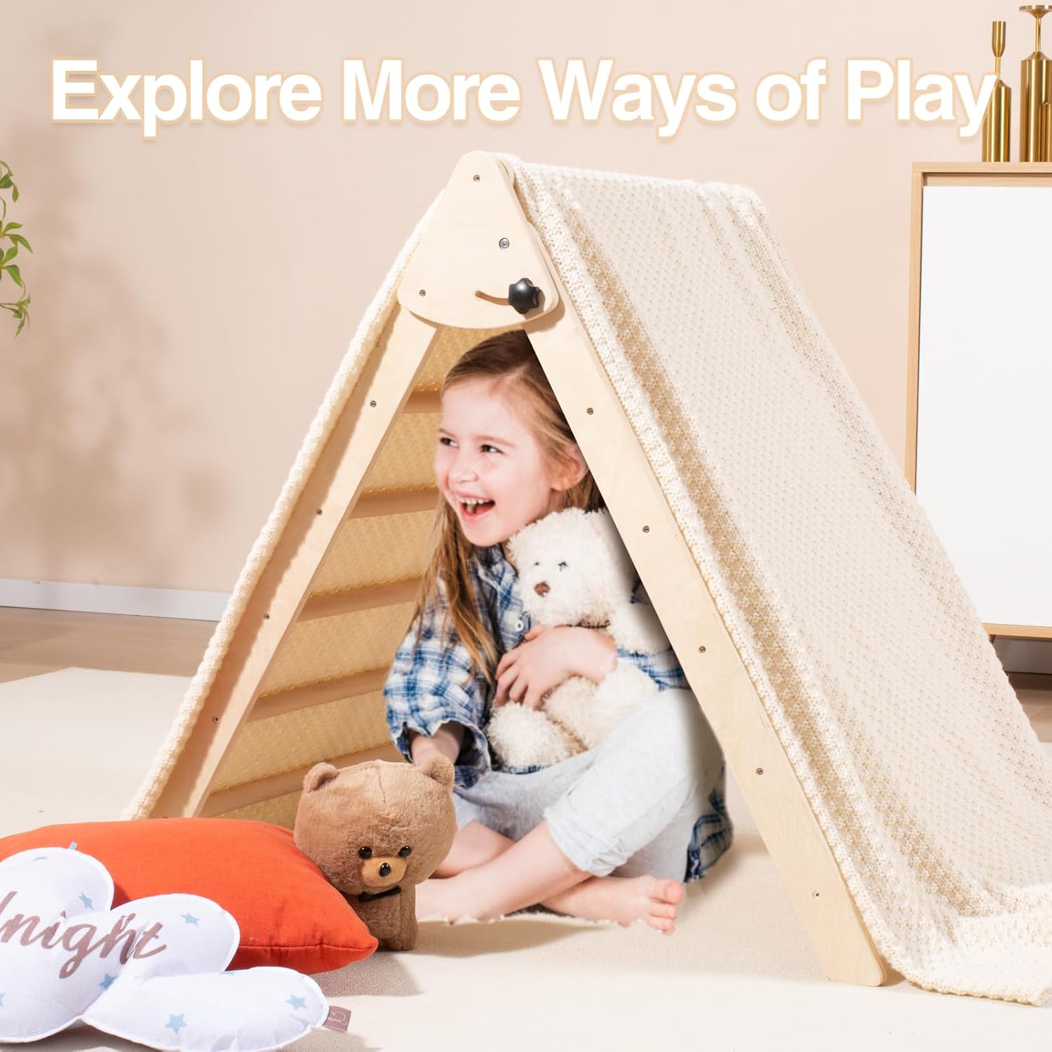 Struttura da arrampicata per fagiolo gigante Indoor, Parco giochi interno di medie dimensioni, Struttura da arrampicata per bambini da 2 a 5 anni, Giocattolo da arrampicata 8 in 1 per bambini con scivolo, parete da arrampicata, corda da arrampicata