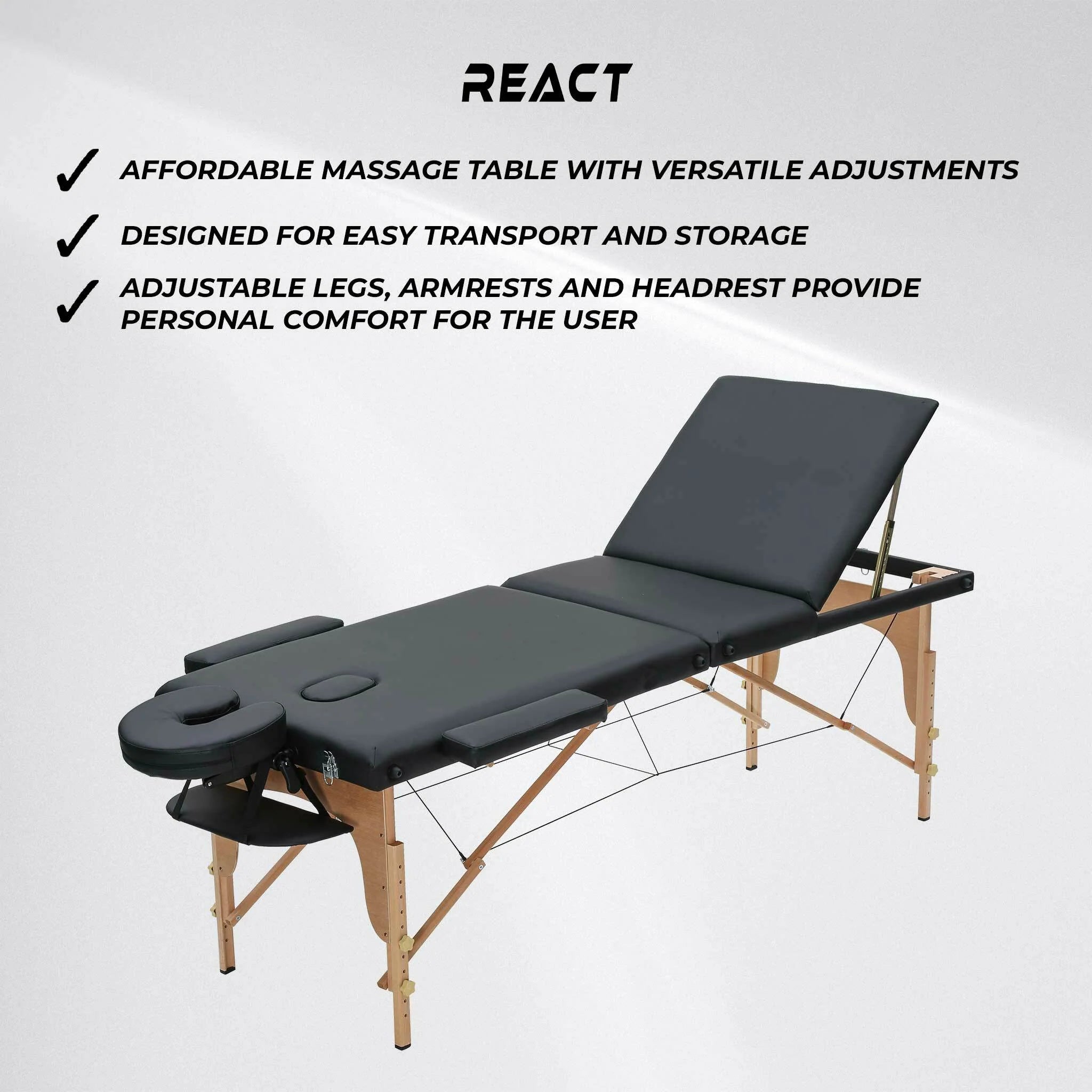 Lettino da massaggio React P300 nero