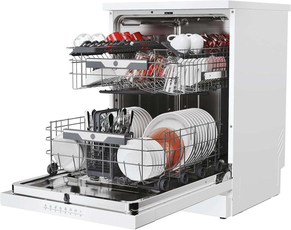 Lavastoviglie Hoover HF 4C6F0PW; 14 coperti; Libera installazione, 60 cm di larghezza; Classe di efficienza energetica C; Controllo intelligente con tecnologia WiFi + Bluetooth