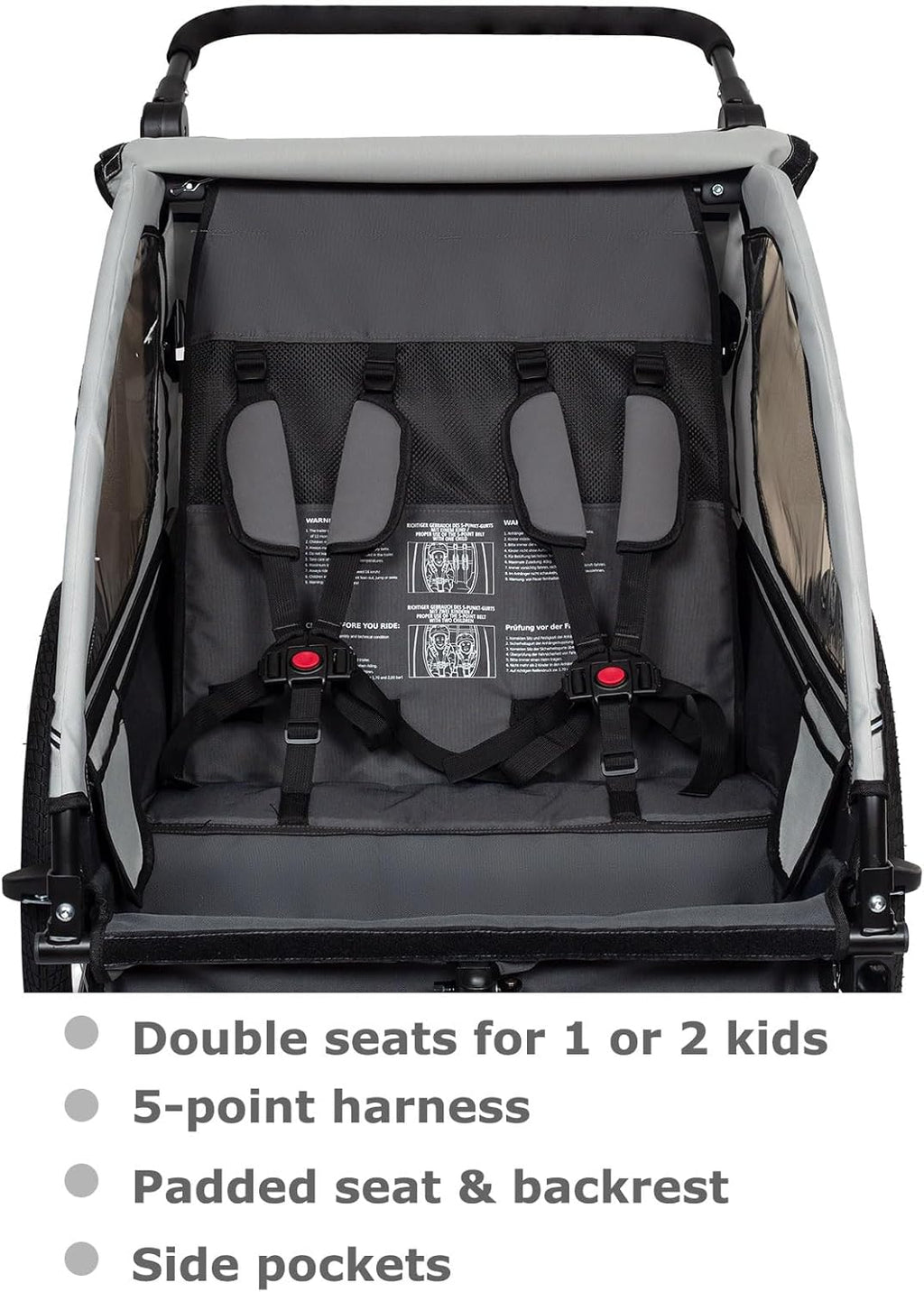 Tiggo VS Kinderanhänger 360° Drehbar mit Federung 2in1 Fahrradanhänger mit Buggy Set Jogger 5-Punkt Gurt Fahrrad Anhänger für 1 bis 2 Kinder max. 40kg