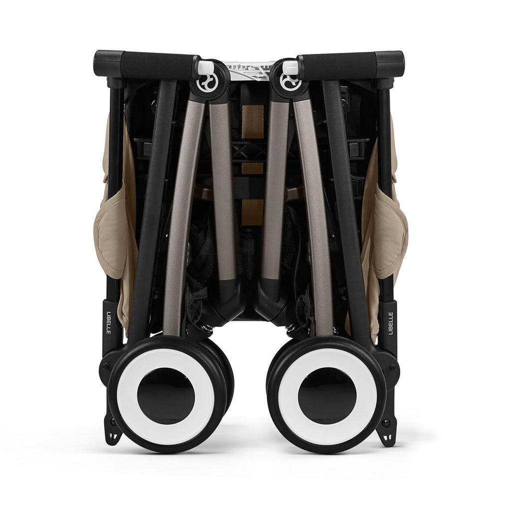 CYBEX Gold Kinderwagen Libelle mit One-Pull Harness, Von ca. 6 Monaten bis ca. 4 Jahre (max. 22 kg), Ultraleicht (nur 6 kg), Almond Beige (Beige mit taupefarbenem Rahmen)