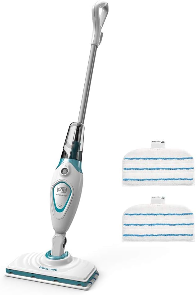 Black+Decker Scopa a vapore Steam-Mop Basic FSM1615 (1300W, pulitore a vapore per un'igiene profonda, serbatoio dell'acqua rimovibile, testina pulente orientabile a 180°, include 2 panni in microfibra)