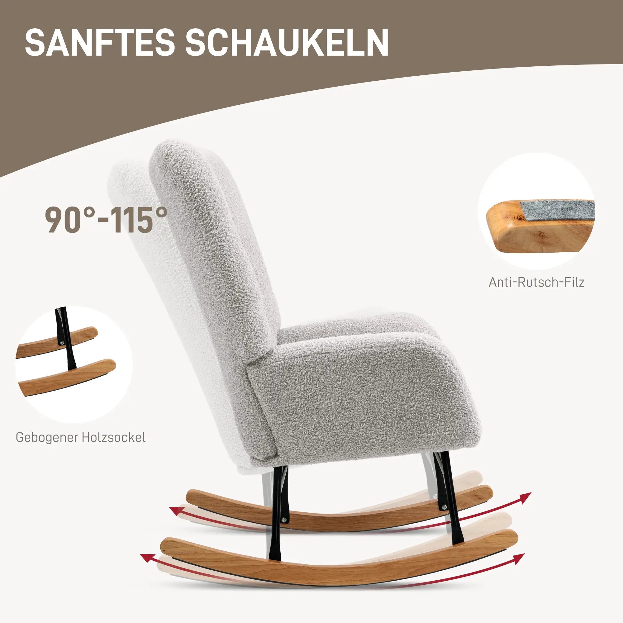 HOMCOM Schaukelstuhl Schaukelsessel sanft schaukelnd extra gepolstert