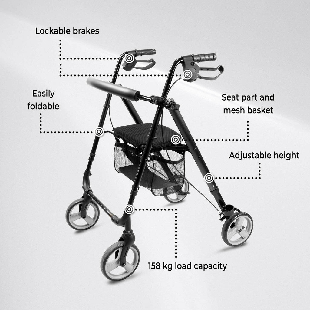 Rollator Arvo, leggero, nero