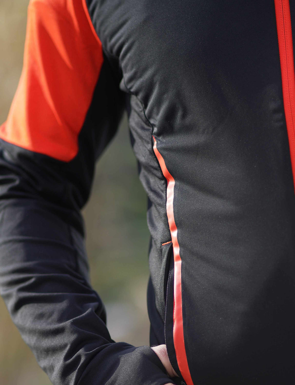 Maglia a maniche lunghe da corsa in pile invernale da uomo, termica, Pro Line, nero-rosso, set di prodotti
