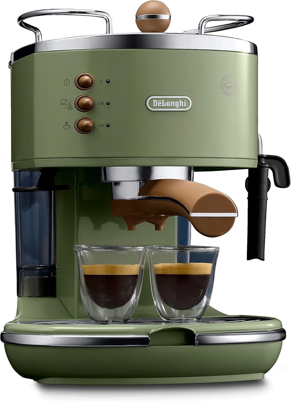 De'Longhi Icona Vintage ECOV 311.GR – Macchina da Caffè Espresso con Funzione Cappuccino, Design Retrò, con Montalatte Manuale, per Caffè in Polvere o Cialde E.S.E., Serbatoio dell’Acqua da 1,4 Litri, Verde