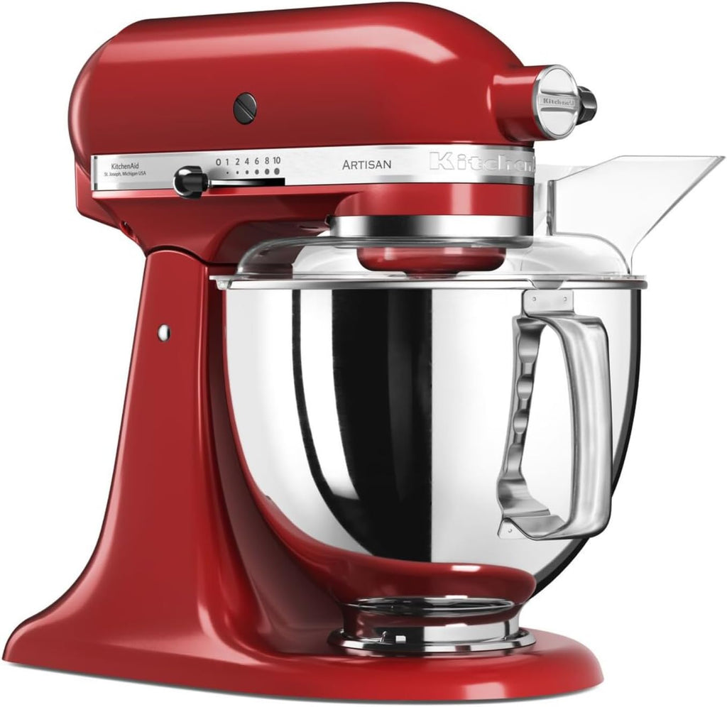 KitchenAid Robot da Cucina I Artisan I Planetaria con Testa Reclinabile I Impastatrice con 5 Accessori | 2 Ciotole in Acciaio Inox | 4.8 L | Rosso Imperiale