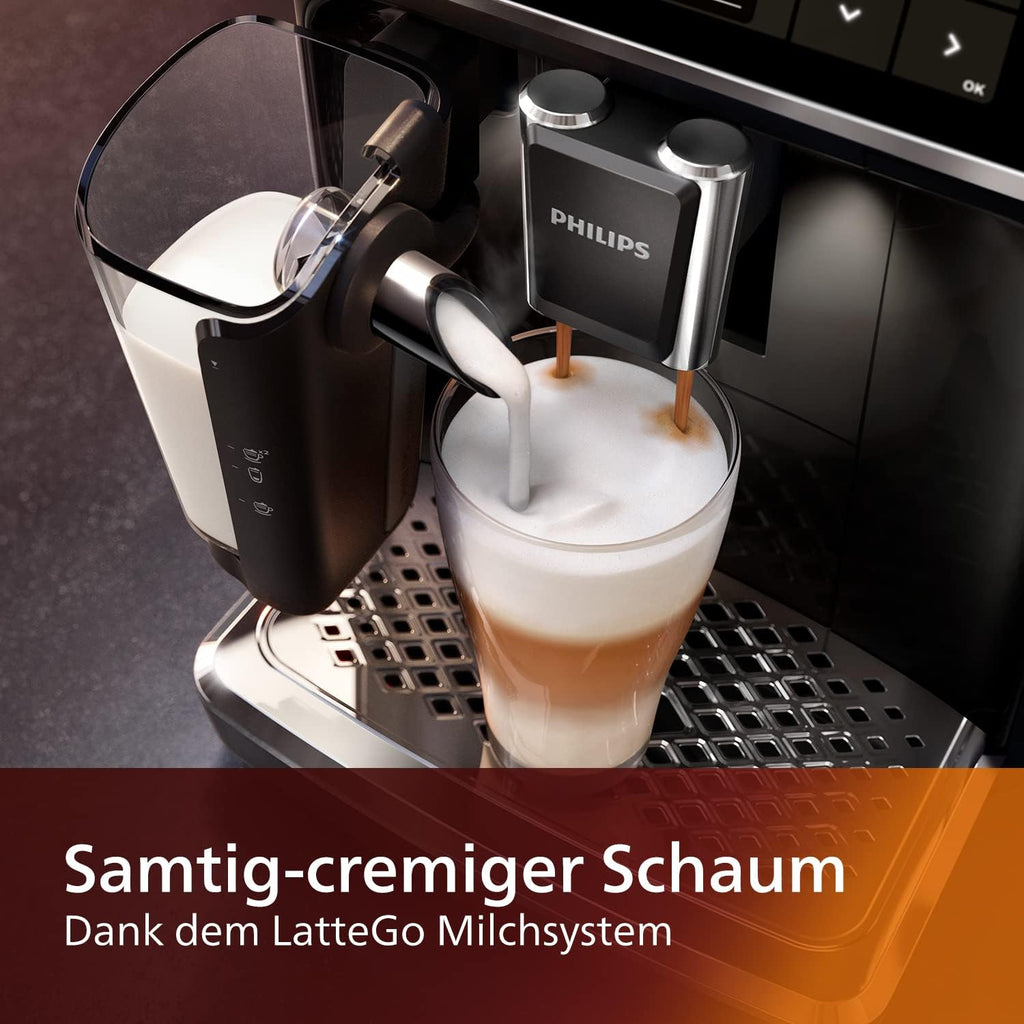 Philips Serie 5400 Macchina da Caffè Automatica – Sistema LatteGo, 12 Bevande a Base di Caffè, Display Intuitivo, 4 Profili Utente, Cromo (EP5447/90)