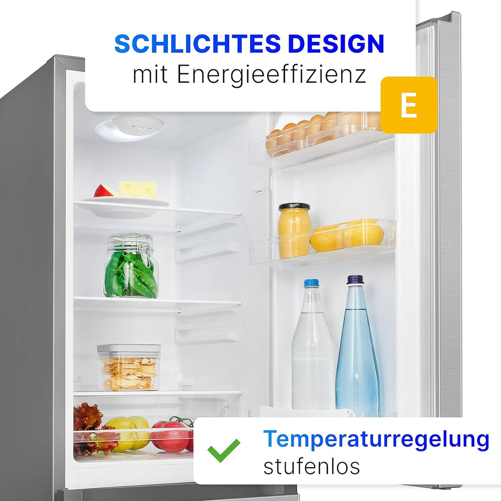 Bomann Frigo-Congelatore KG 320.2, 143 cm di Altezza, Frigo-Congelatore con Capacità 175 Litri, 3 Ripiani e 3 Cassetti, Cerniera della Porta Reversibile, Frigo-Congelatore Silenzioso 39 dB, Nero
