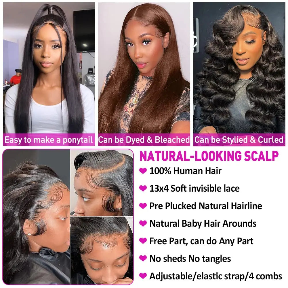Natürliche Schnheit - Echthaar Lace Front Perücken mit transparenter Spitze