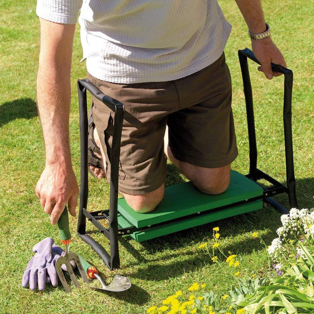 GardenEase - Ginocchiere da giardinaggio e sgabello con borsa portautensili