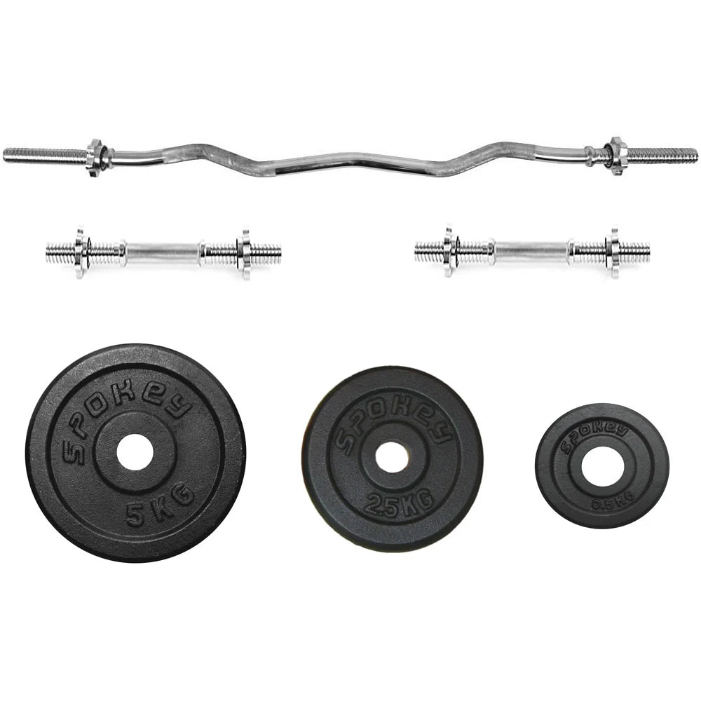 Set di manubri Spokey 50 kg con bilancieri e pesi inclusi