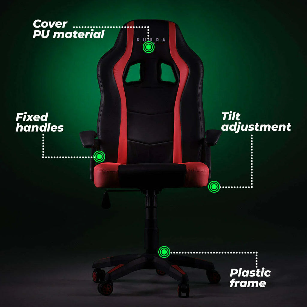 Kuura Gaming Sedia Gaming Gamer, Nero-rosso