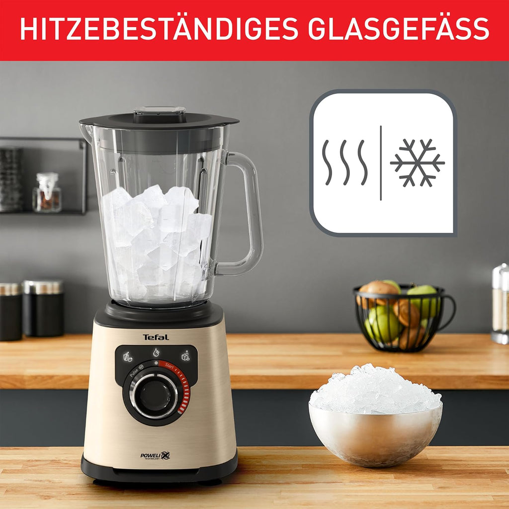 Tefal PerfectMix+ Hochgeschwindigkeits-Standmixer, Auto-Programme, Powelix-Klingentechnologie, 2L Thermo-Resistant Glaskanne, inkl. Spatel/Stampfer, Metallfarben, BL871A31