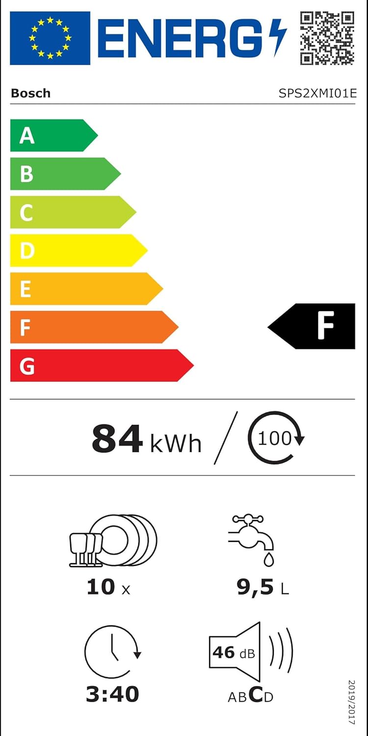 Bosch SPV2IKX10E Serie 2 Lavastoviglie smart a scomparsa totale, larghezza 45 cm, Cestello posate, Extra Asciugatura con la pressione di un pulsante, InfoLight punto luce rosso sul pavimento, AquaStop protezione dai danni causati dall'acqua, Bianco