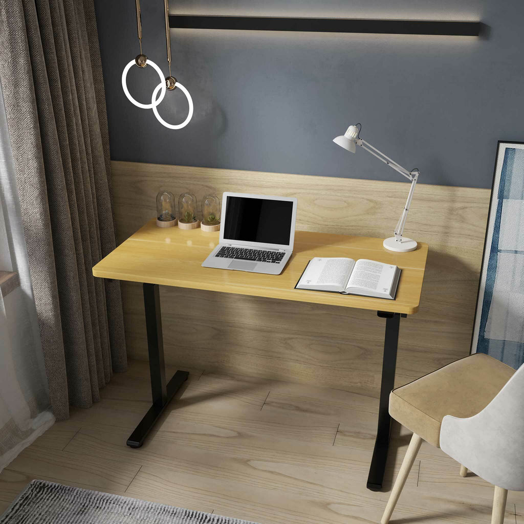 Lykke Scrivania Elettrica Regolabile in Altezza M100, nero/rovere, 120 x 60 cm