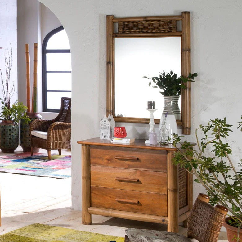 Credenza coloniale 3 cassetti TROPICANA Miele Antico