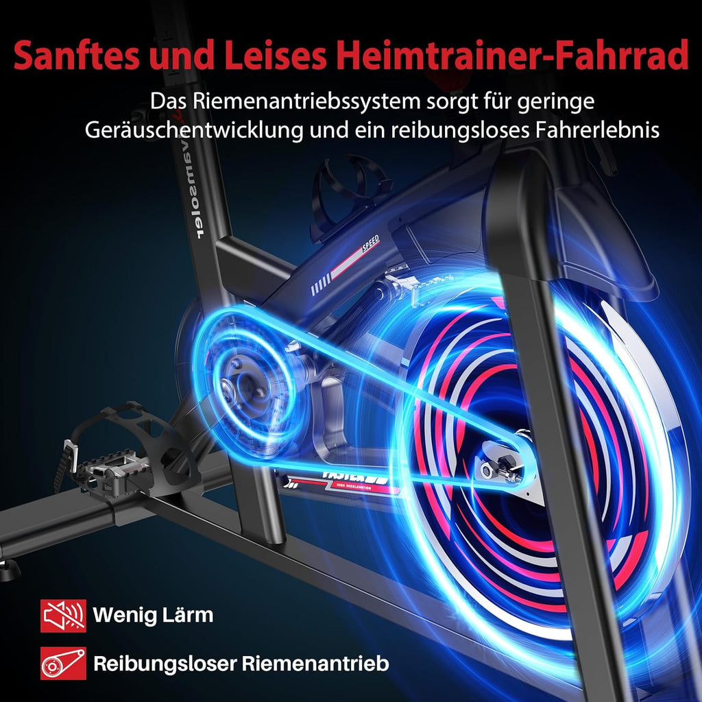 Advamsoler Cyclette, Bici Ellittica con Monitor LCD e Supporto per Tablet, Spinning Bike Silenziosa da Interno per Allenamento Cardio a Casa