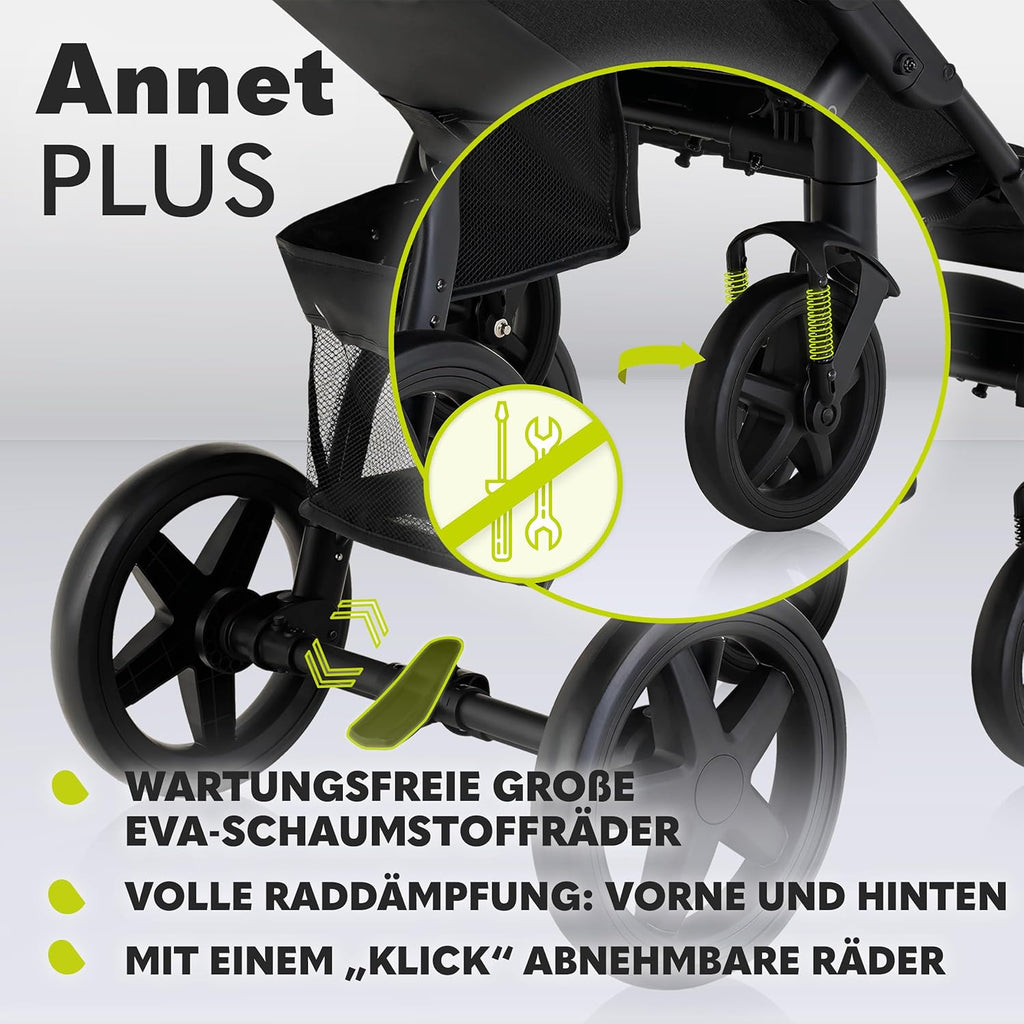 LIONELO Annet Buggy fino a 22 kg con funzione reclinabile, passeggino compatto richiudibile con accessori, ruote in schiuma EVA, zanzariera, coprigambe, portabevande, cestino (Golden Moments, Tour)
