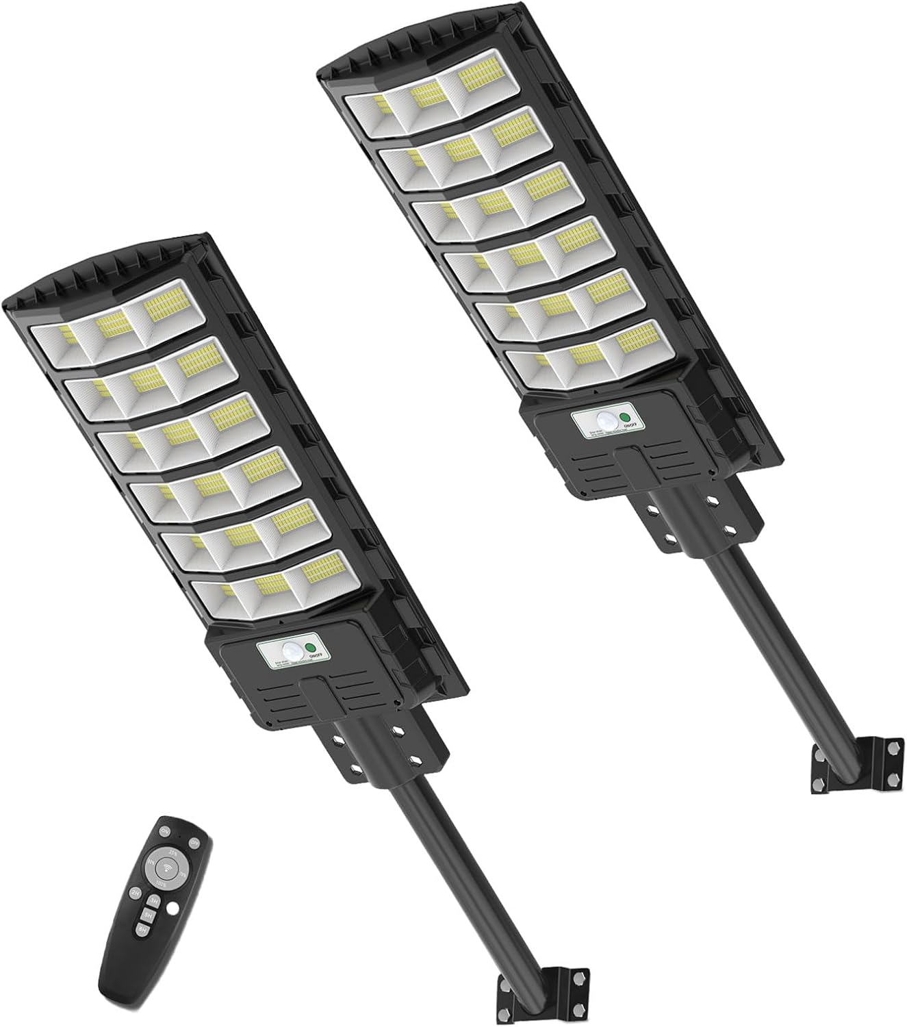 Sararoom 600W Straßenlaterne Solar Wegeleuchte, 594LEDs Solarlampe mit Bewegungsmelder, 6500K Wandleuchten mit Fernbedienung - IP65 Straßenlampe Außen Sicherheitsleuchte für Garten Garage Hof,4Pack