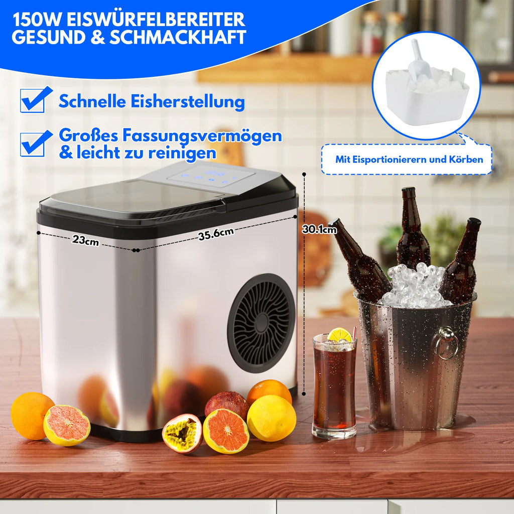 Sonnewelt Macchina per cubetti di ghiaccio in acciaio inox da 2,2 litri