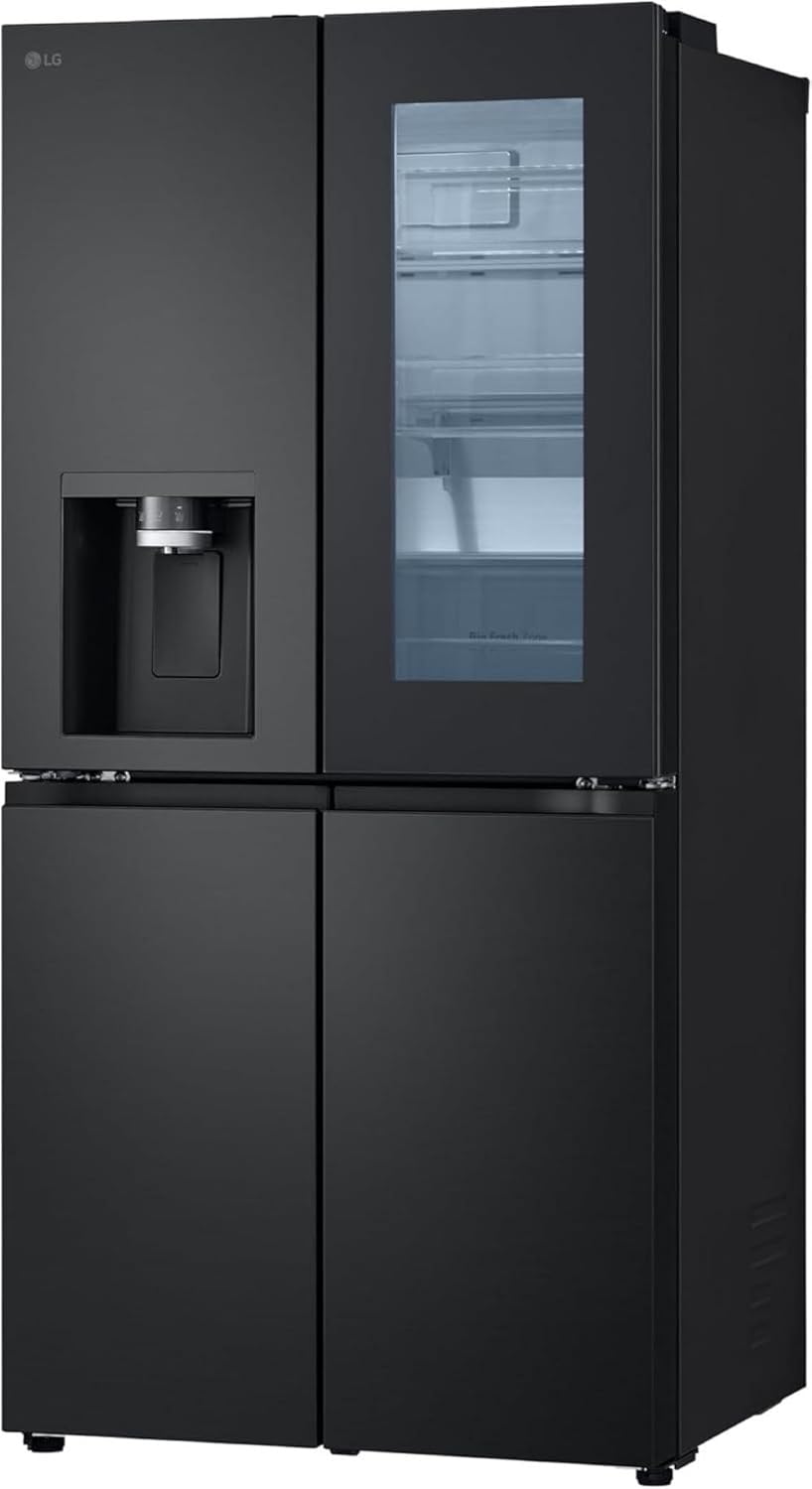 LG GMG861EPAE InstaView SLIM Multi-Door, Classe E, 508 L, Frigorifero Combinato, Erogatore di acqua, ghiaccio e ghiaccio tritato con UVnano, Total NoFrost, Compressore Smart Inverter, Wi-Fi, Colore Nero Opaco