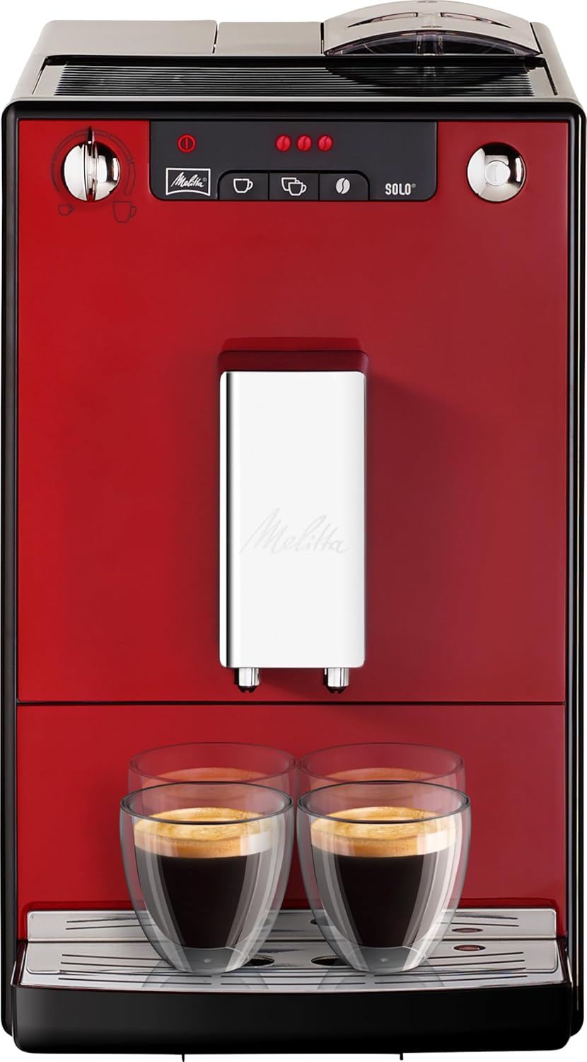 Melitta Solo - Macchina da caffè automatica con beccuccio regolabile in altezza, macchina da caffè piccola con serbatoio dell'acqua rimovibile, per es. espresso o caffè crema, argento