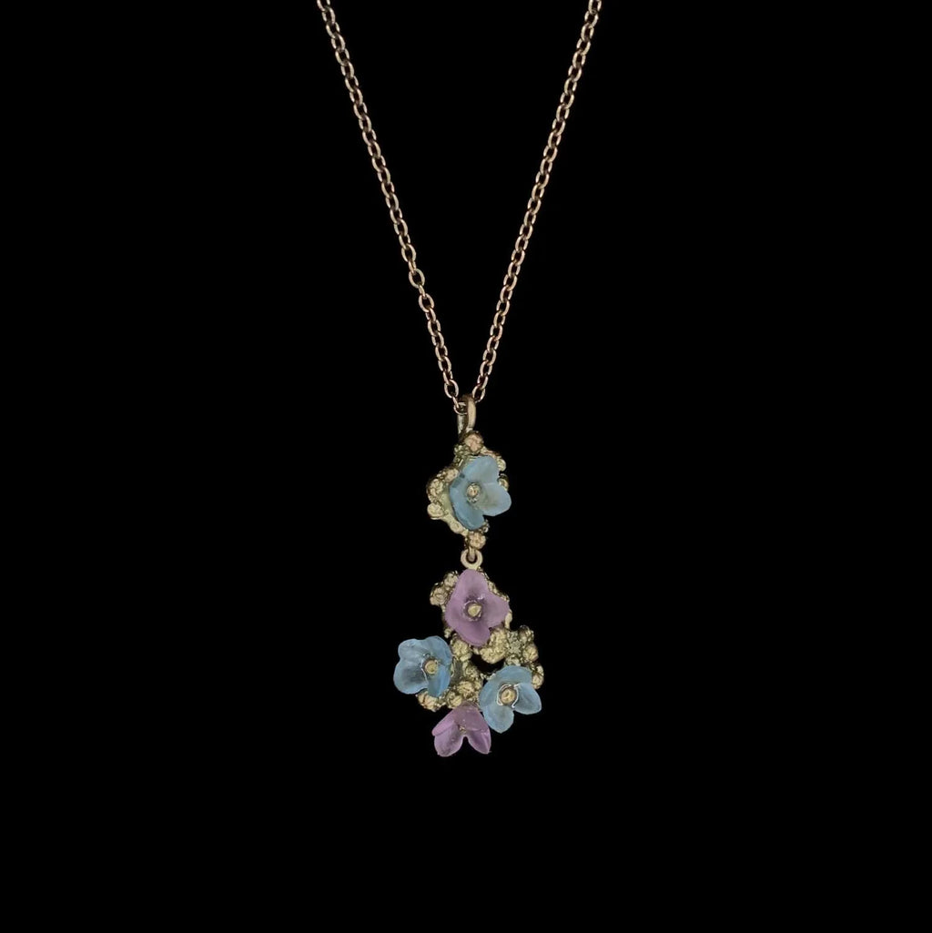 Collana con Ortensia Blu e Ciondolo - Fiori Delicati