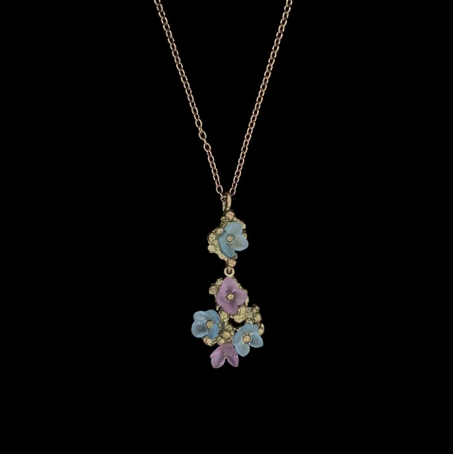 Collana con Ortensia Blu e Ciondolo - Fiori Delicati