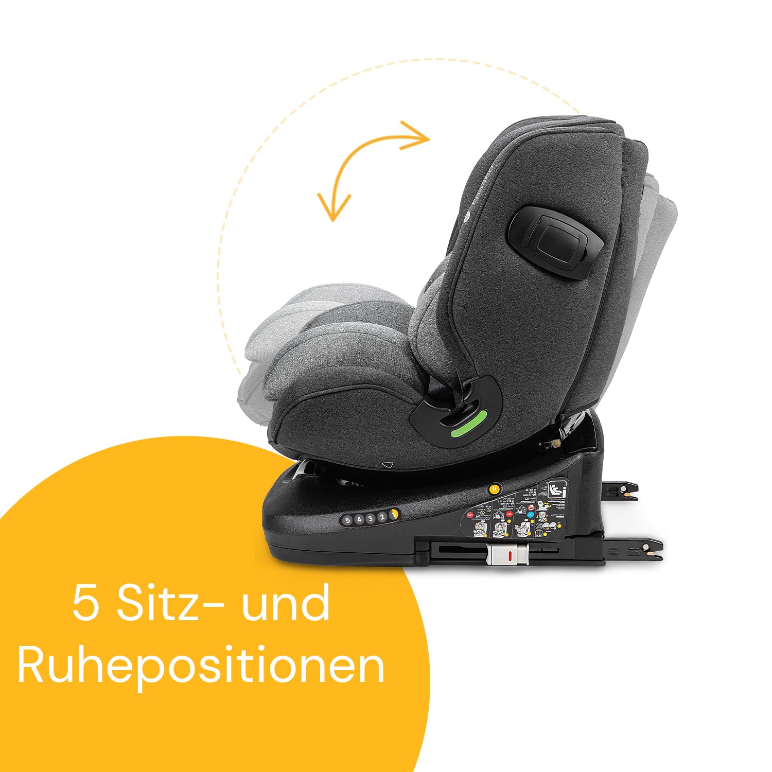 Osann Eno360 i-Size, seggiolino auto girevole 40-150 cm, reboarder con Isofix, seggiolino auto per bambini – Grigio Scuro Melange