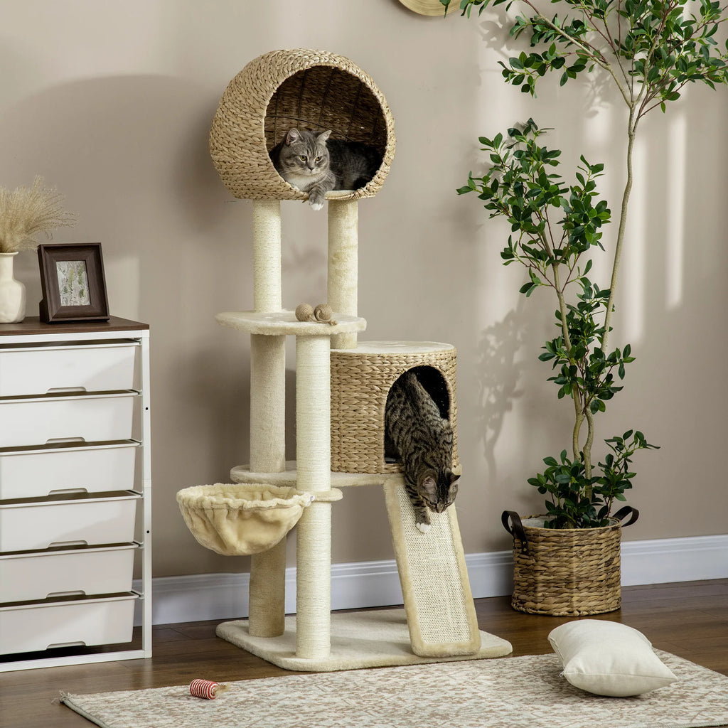 PawHut Kratzbaum Katzenhaus mit Hängematte und Aussichtsplattform