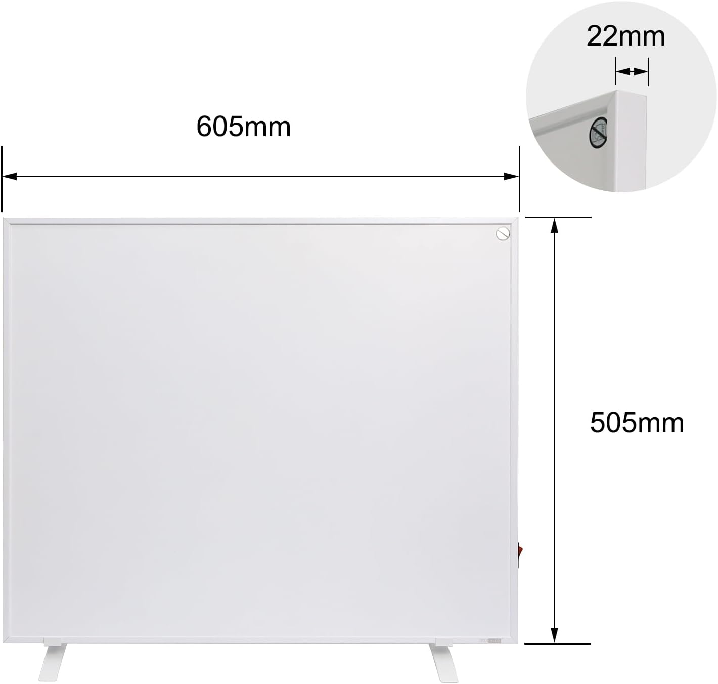 Byecold Riscaldatore a Infrarossi da Pavimento con Piedini 300 Watt, Riscaldamento Elettrico a Infrarossi, Termosifone, Pannello Radiante, Risparmio Energetico, Protezione da Surriscaldamento
