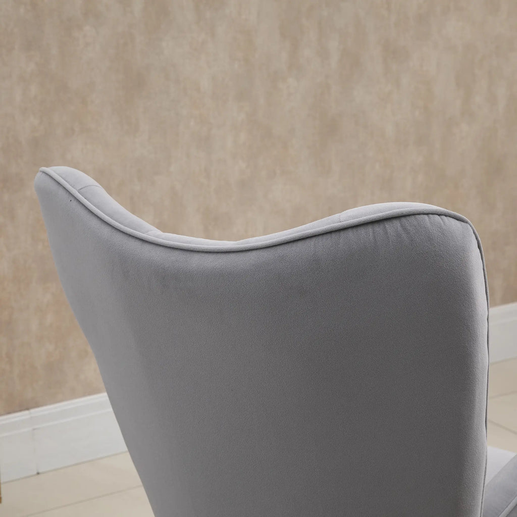HOMCOM Sedia a Dondolo in Velluto con Schienale Alto Stile Scandinavo Grigio Chiaro